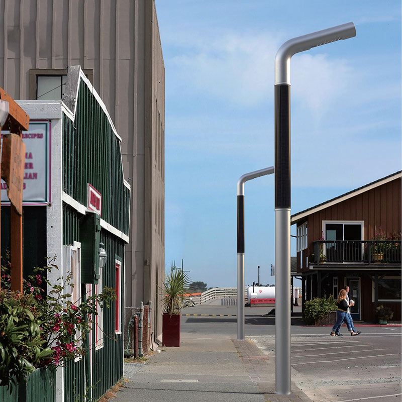 عمود إضاءة شمسي مرن من الألومنيوم HJT رش مسحوق معدني LUGO