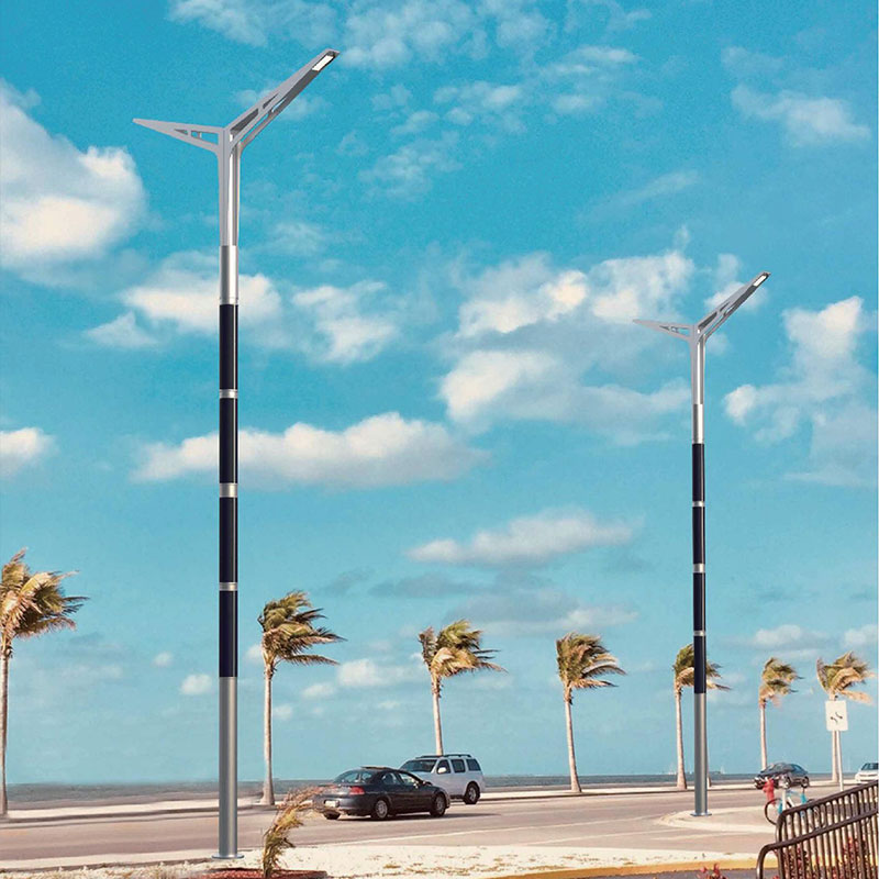 عمود إضاءة شمسي مرن من الألومنيوم RARON HJT برأس مصباح مزدوج